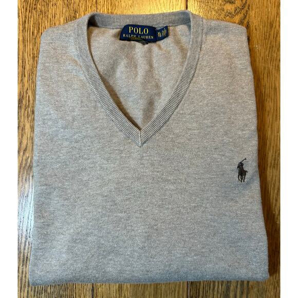 Polo by Ralph Lauren Pima Cotton Fine Gauge V-Neck Sweater Heather Brown Sz XL - Picture 11 of 11